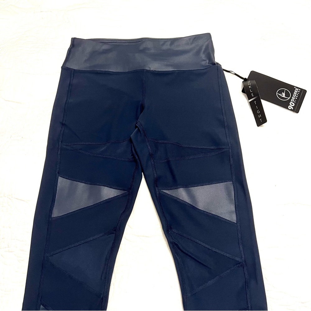 NWT 90 DEGREE BY REFLEX LEGGINGS with MESH & NYLON INSERTS in NIGHT SHADOW COLOR - Picture 5 of 13